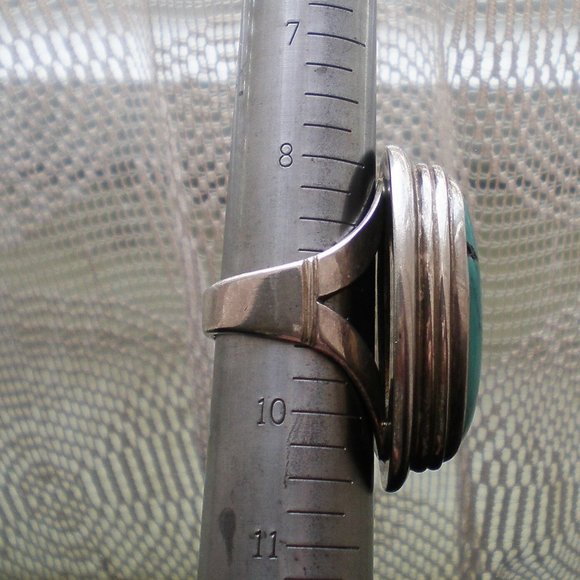 Gorgeous Vintage HUGE Sterling Silver 925 Turquoise Cocktail Dinner Ring 31 g. - Picture 8 of 8